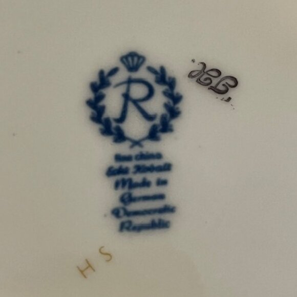 Reichenbach Echt Kobalt Blue 11" Cabbage Rose Footed Serving Bowl - Picture 7 of 7